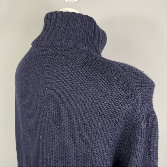 BRUNO MANETTI Merino Wool Boxy Quarter Zip Sweater Made In Italy Navy Blue M - Picture 12 of 16